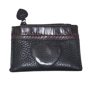Brighton Two Toned Leather Zipper Coin Pouch With Heart Detail
